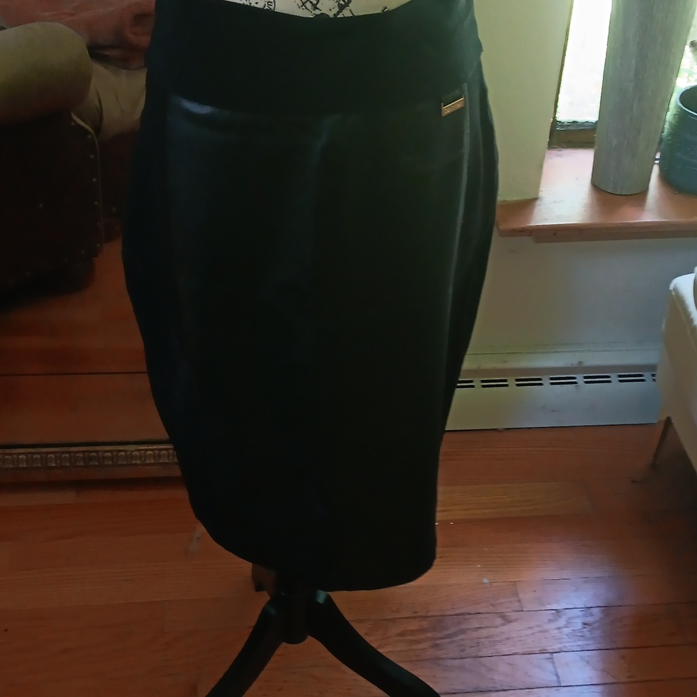 BLACK CK Skirt, pleather panel